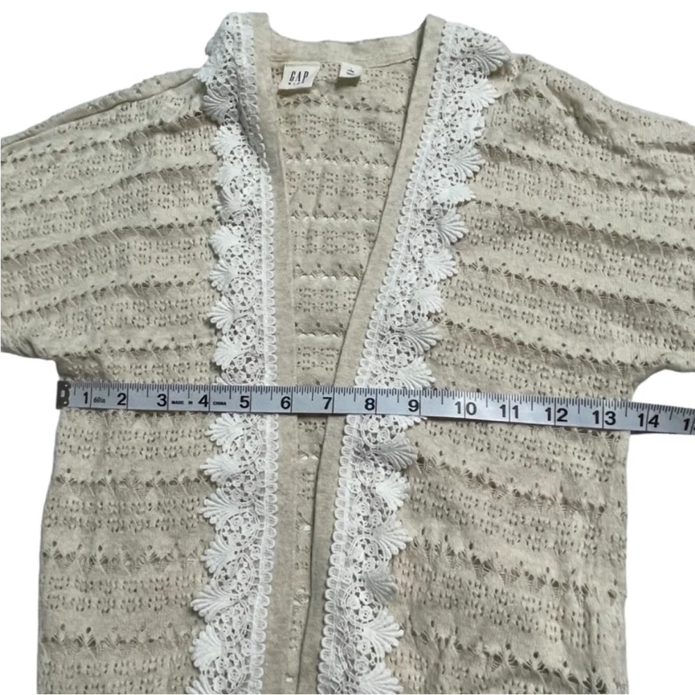 Gap Kids knit  Lace Trim Cardigan short sleeve Oatmeal Girl’s 10